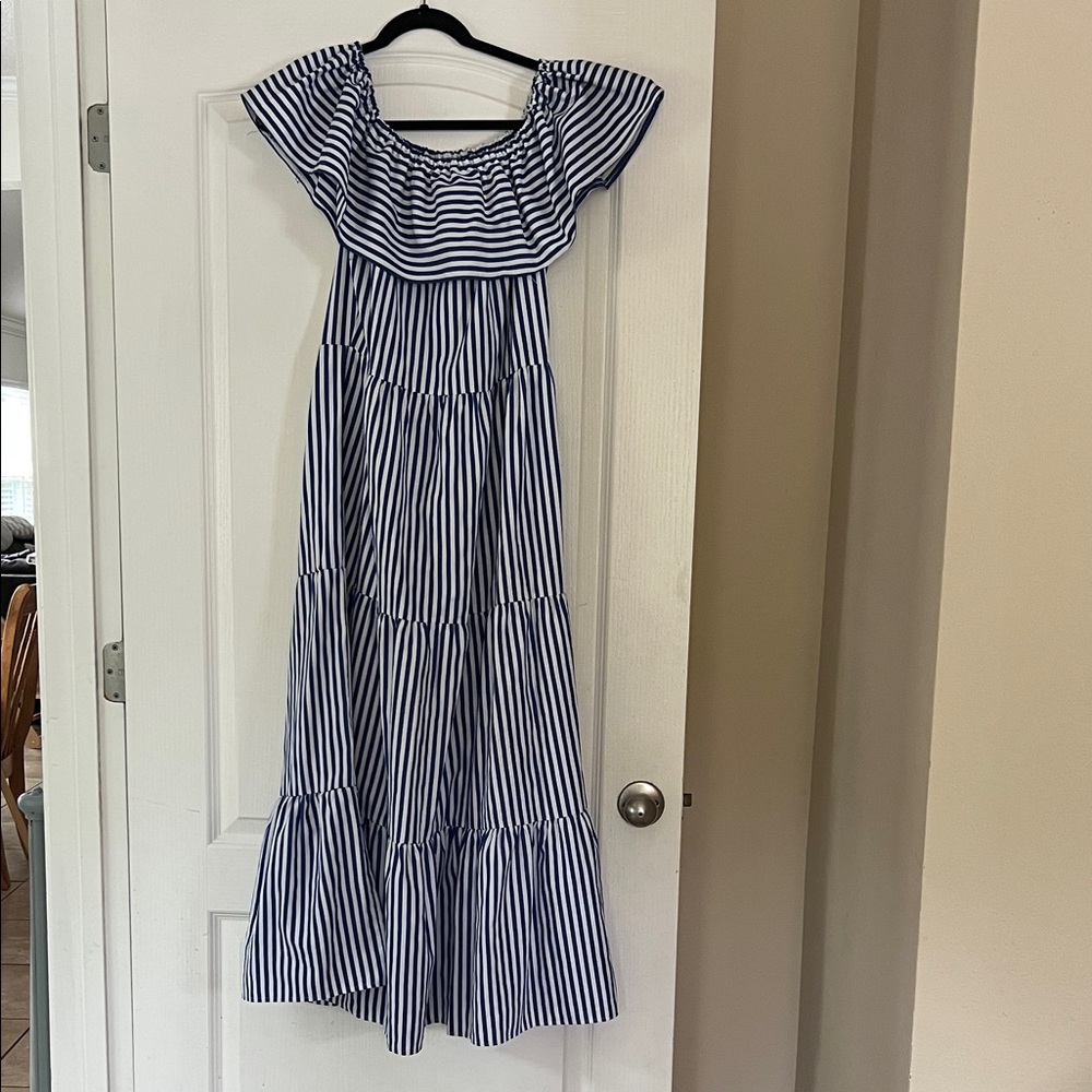 Striped Blue and White Maxi Dress